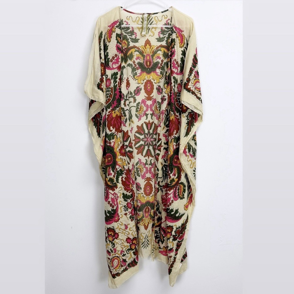 Aratta Silent Journey Kimono Womens One Size OS Multicolor Floral Cotton